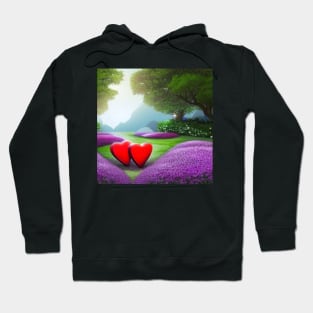 Valentine Wall Art - Hearts in a sunny glade - Unique Valentine Fantasy Garden Landsape - Photo print, canvas, artboard print, Canvas Print and T shirt Hoodie